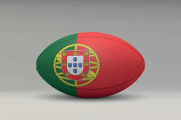 Naklejka premium Portugal Rugby Ball with National Flag Design