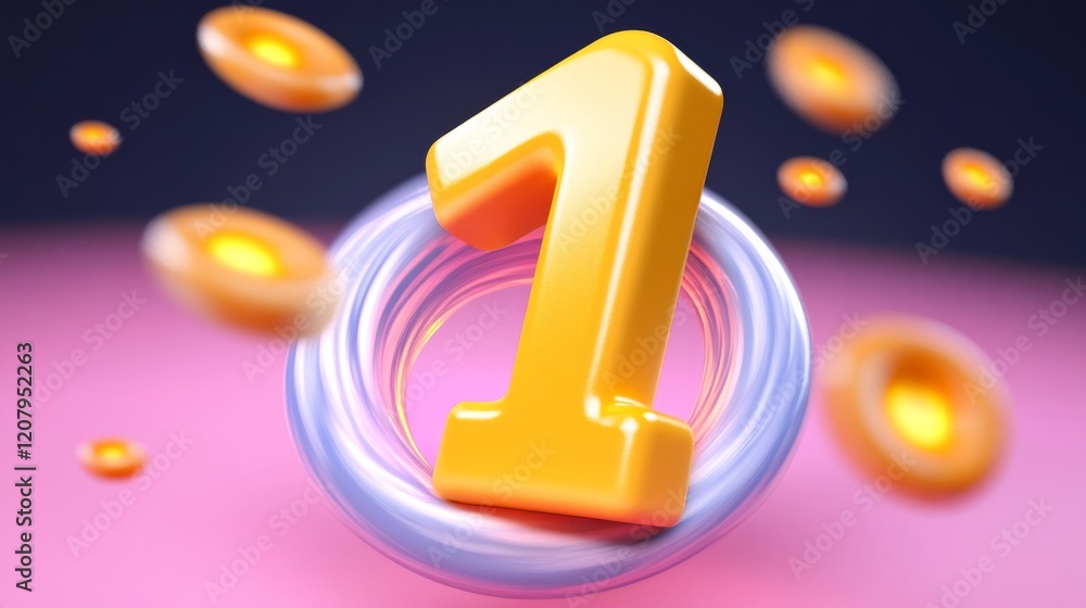 Aufkleber a vibrant, 3d rendering of the number 