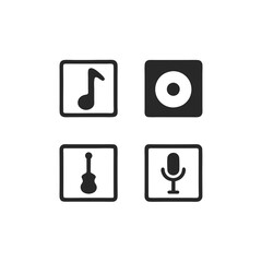 Flat Vector Icons for Songs and Music Notes