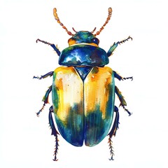 Beetle clipart. AI Watercolor Art illustration. Detailed illustration