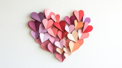 Obraz premium Colorful Paper Hearts Forming A Lovely Heart Shape