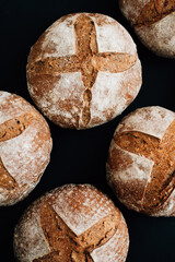 loaves of fresh aromatic homemade black bread