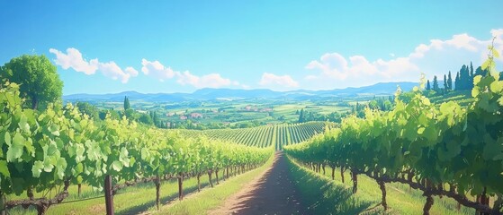 Naklejka premium Vineyard harvest festival napa valley scenic landscape sunny environment wide-angle view celebration of wine culture