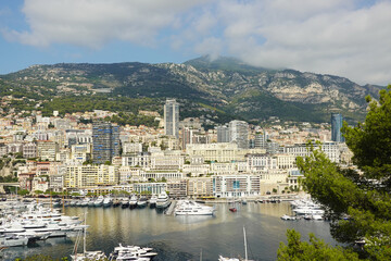The marina and panorama of skyscrapers in Monaco