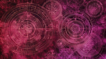 Fototapeta premium Mystic Circular Designs Abstract Art Pink Background