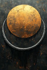 Celestial artistry abstract golden moon with textured surface modern decor dark background inspirational concept