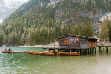 Italian Wooden Cabin by the Mountain Lake