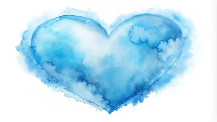 Abstract Watercolor Heart Shape in Shades of Blue