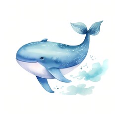 Whale clipart. Watercolor illustration. Hand-Painted Digital Artwork