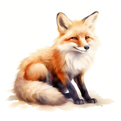 Fototapeta premium Whimsical Fox clipart. Watercolor illustration. Detailed illustration