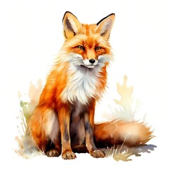 Obraz premium Whimsical Fox clipart. Watercolor illustration. Hand-Painted Digital Artwork