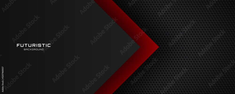 Poster 3d black red techno abstract background overlap layer on dark space with arrows effect decoration. g