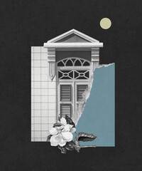 Architectural Harmony in Monochrome Collage