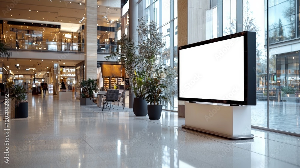 Poster large white screen displaying clear and bright visuals in modern space creating a minimalist and sle