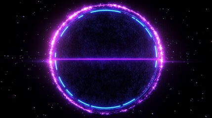 Obraz premium Neon Circle Glowing Energy Cosmic Portal