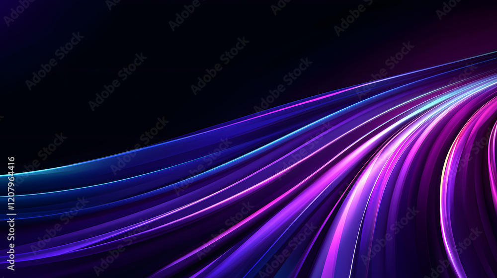 Poster a digital rendering of space-time ripples, with vibrant purple and blue hues distorting the fabric o