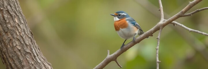 Obraz premium Bluethroat luscinia svecica perched on a tree branch in a natural habitat setting, bluethroat, branch