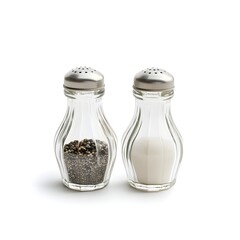 Glass Salt and Pepper Shakers Isolated on White Background
