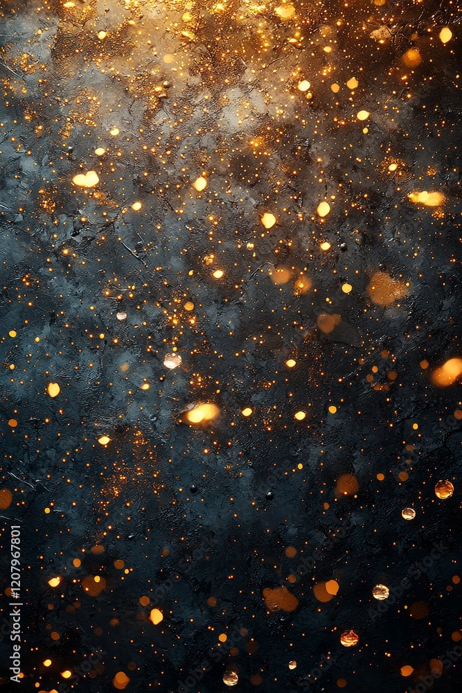 Aufkleber captivating golden bokeh effect in dark atmosphere abstract photography creative visuals macro view