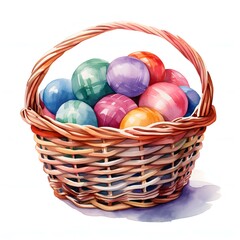 Woven Basket With Yarn Balls clipart. Creative Generative Watercolor illustration. Detailed illustration