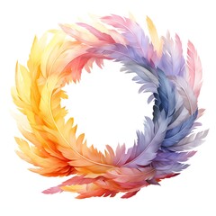 Obraz premium Wreath Of Feathers clipart. Isolated Watercolor Element illustration. Detailed illustration