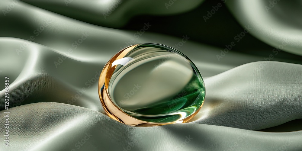 Poster a crystal orb resting on soft, flowing fabric creating an elegant, serene composition.