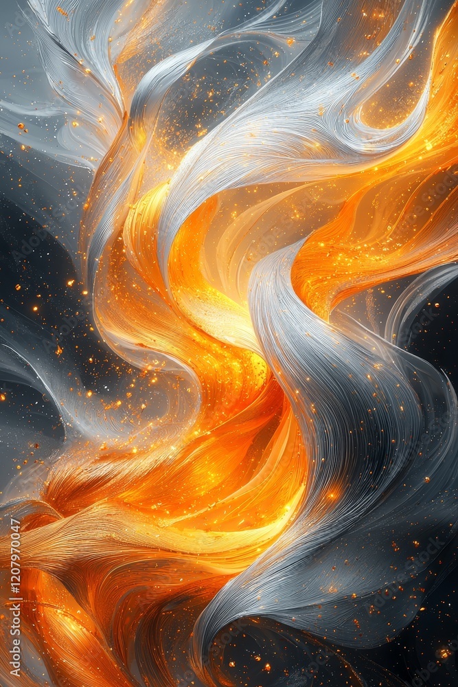 Aufkleber dynamic flow of flames and light abstract art digital creation dark background artistic perspective 