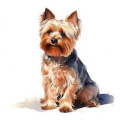 Yorkshire Terrier clipart. Watercolor illustration. Detailed Artistic Graphic illustration