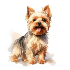 Yorkshire Terrier clipart. Watercolor illustration. Hand-Painted Digital Artwork