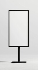 Blank vertical sign on stand, isolated on white background.