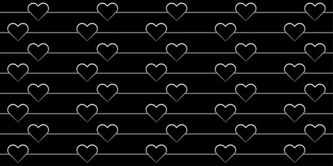 Vector background with hearts. Medium banner size. Element for design. Background for brochure, booklet, flyer, poster, certificate. Black and white. Love, Valentine's Day