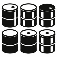 oil barrel silhouette icon set design