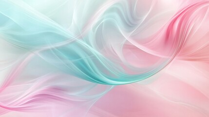 Obraz premium Soft pink and turquoise swirls creating a harmonious and calming atmosphere through gentle blending and soothing movement