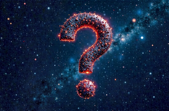 Cosmic question mark symbolizing curiosity and mystery in the vast universe