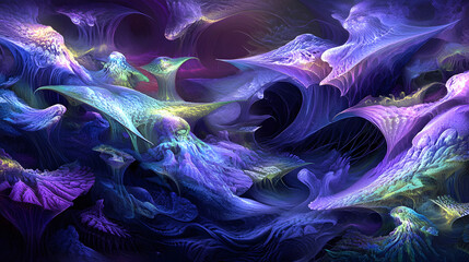 Naklejka premium A futuristic cosmic swirl of space-time with glowing waves radiating outward, creating an abstract representation of time travel and reality manipulation, with no humans included 
