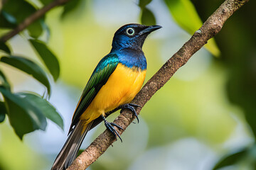 Obraz premium a colorful bird perched on a branch of a tree