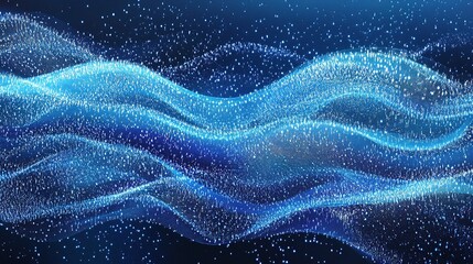 Modern Quantum Computer Technology Concept with Flowing Blue Lines