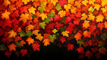 Fototapeta premium Vibrant Autumn Leaves in Red, Yellow, and Orange Tones for Background