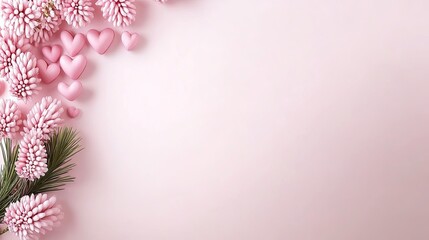 Colorful hearts decorate a soft pink background, ideal for Valentine's Day projects with space for your text