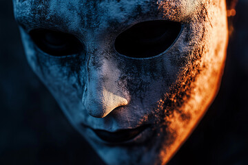 Brooding Ritual Face Mask Dark Artistic Still Life