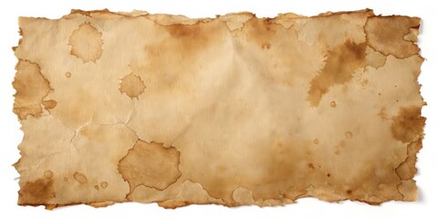 Fototapeta premium Aged Tattered Paper Texture with Brown Stains and Irregular Edges Ideal for Vintage Design Projects