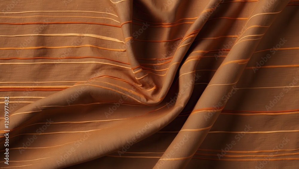 Aufkleber a textured fabric in warm brown tones, featuring subtle horizontal stripes in various shades, creati
