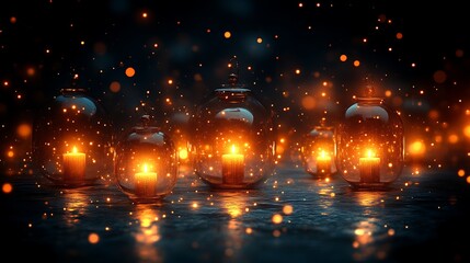 Enchanting Glass Jars With Candles And Sparkling Lights