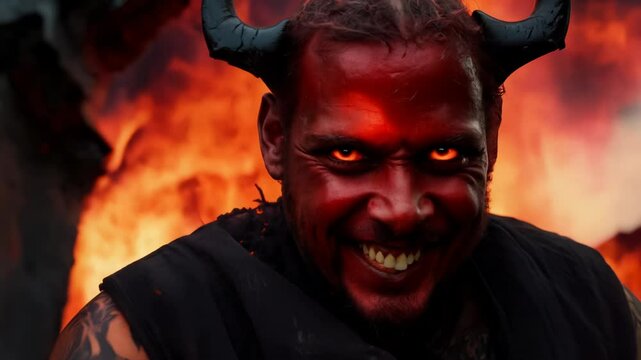4k video of a devil in Hell.