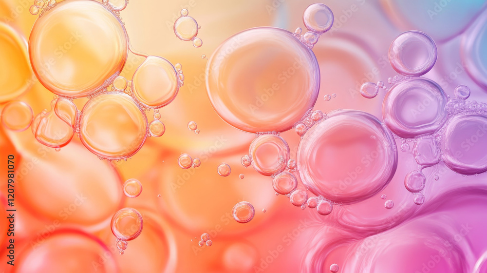 Poster vibrant image showcasing colorful bubbles in gradient background, creating lively and dynamic atmosp
