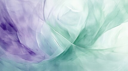 Fototapeta premium Pastel Serenity, a harmonious blend of soft green and lavender, featuring organic shapes and a soothing brush stroke texture.