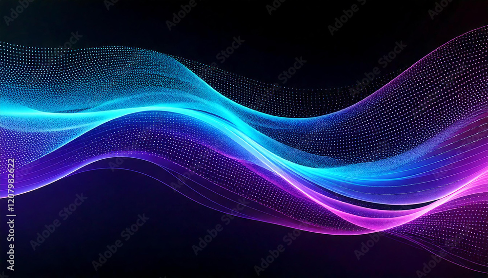 Poster cyber big data flow particles bokeh. digital neural network. concept of ai artificial intelligence t