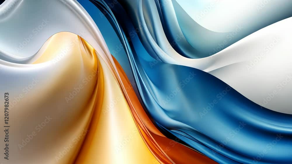 Poster colorful waves of silk fabric swirl together, creating a dynamic and vibrant visual experience in sh