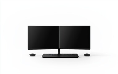 A dual-screen portable monitor setup for laptops with a folding hinge displayed on a solid white background, single object