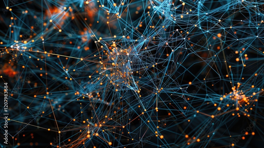 Poster explore a captivating 3d visualization of millions of nodes and links, representing complex data str